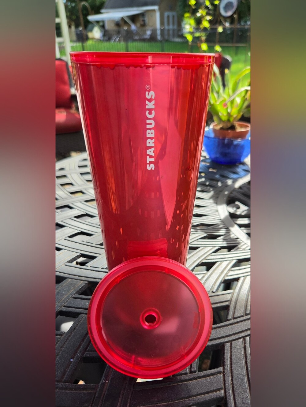 Starbucks 2022 Pink Flame Chrome Red Watermelon 24oz Cold Tumbler Venti NO Straw
